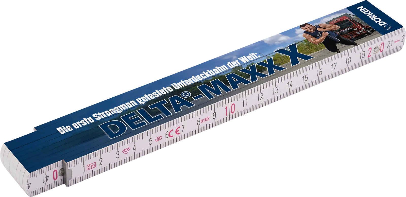 Zollstock für Dörken DELTA-MAXX X im vollflächigen dunkelblauen Fonddruck